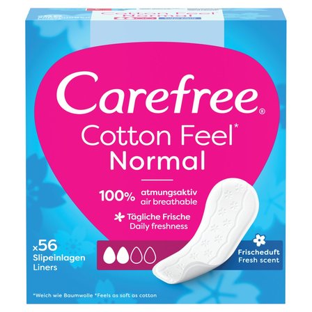 Carefree Cotton Feel Normal Wkładki higieniczne świeży zapach 56 sztuk (1)