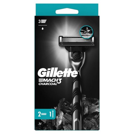 Gillette Mach3 Charcoal Maszynka do golenia dla mężczyzn, 1 maszynka Gillette, 2 ostrza wymienne (1)