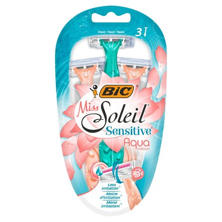 BIC Miss Soleil Sensitive Aqua Colours 3-ostrzowa maszynka do golenia 3 sztuki (1)