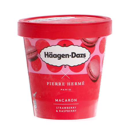 Haagen -Dazs lody truskawkowo-malinowe z sosem malinowym i kawałkami makaronika  420ml (1)
