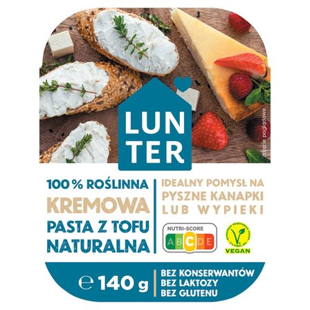 Lunter 100 % roślinna kremowa pasta z tofu naturalna 140 g (1)