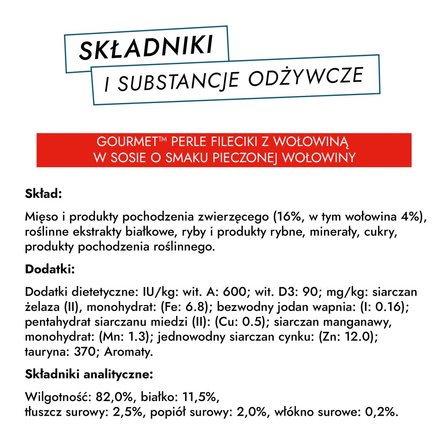 Gourmet Perle Karma dla kotów fileciki w smakowitym sosie 340 g (4 x 85 g) (6)