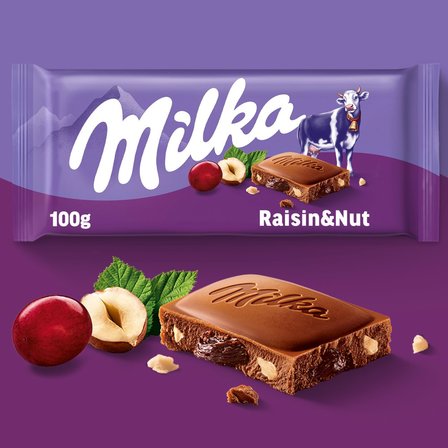 Milka Czekolada mleczna z rodzynkami i orzechami laskowymi 100 g (5)