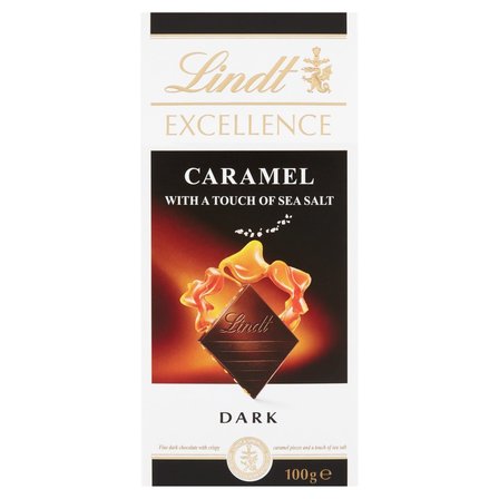 Lindt Excellence Gorzka czekolada z chrupiącymi kawałkami karmelu i odrobiną soli morskiej 100 g (1)