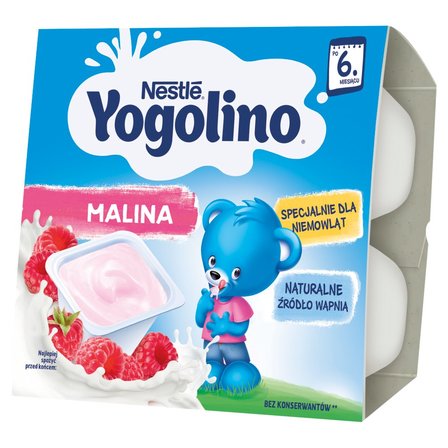 Nestlé Yogolino Deserek mleczno-owocowy malina dla niemowląt po 6. miesiącu 400 g (4 x 100 g) (1)