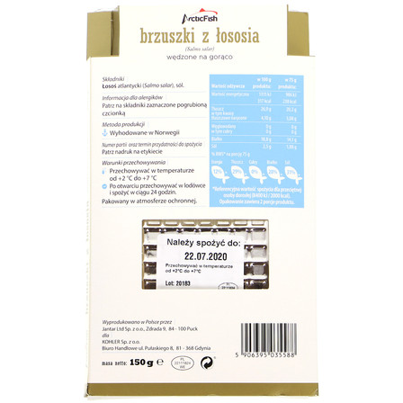 ARCTICFISH BRZUSZKI Z ŁOSOSIA WĘDZONENA GORĄCO 150G (2)