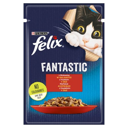 Felix Fantastic Karma dla kotów z wołowiną w galaretce 85 g (1)