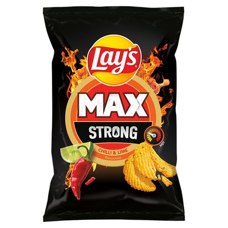 Lay's Max Strong Chipsy ziemniaczane karbowane o smaku ostrego chilli i limonki 120 g (1)