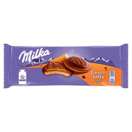 Milka Choco Jaffa Biszkopty z galaretką o smaku pomarańczowym oblewane czekoladą mleczną 147 g (1)