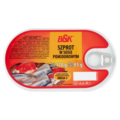 B&K Szprot w sosie pomidorowym 170 g (1)