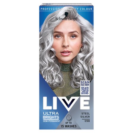 Schwarzkopf Live Ultra Brights or Pastel Farba do włosów Steel Silver 098 (1)