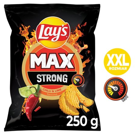 Lay's Max Strong Chipsy ziemniaczane karbowane o smaku ostrego chilli i limonki 250 g (2)