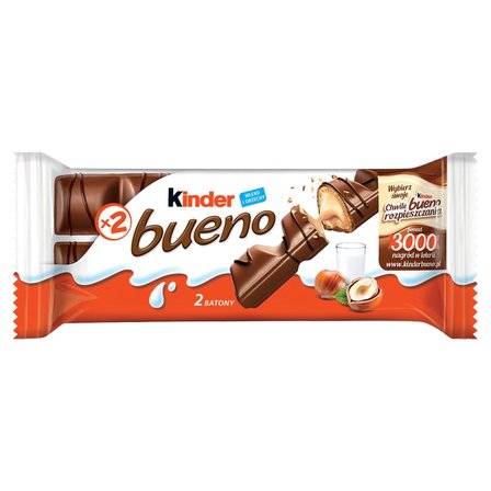 Kinder Bueno Wafel w mlecznej czekoladzie wypełniony mleczno-orzechowym nadzieniem 43 g (2 sztuki) (2)