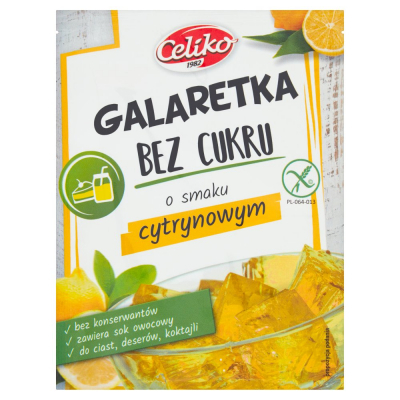 Celiko Galaretka bez cukru o smaku cytrynowym 14 g (1)