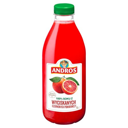 Andros 100 % soku z wyciskanych czerwonych pomarańczy 1 l (1)