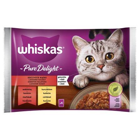 Whiskas Pure Delight Mokra karma dla kotów soczyste kąski galaretka 340 g (4 x 85 g) (1)