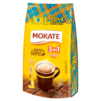 Mokate 3in1 Caramel Flavour Rozpuszczalny napój kawowy w proszku 408 g (24 x 17 g) (1)