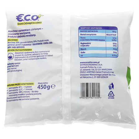 €.C.O.+ marchewka z groszkiem mrozona 450g (2)