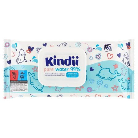 Kindii Pure Water 99 % Chusteczki dla niemowląt i dzieci 60 sztuk (1)