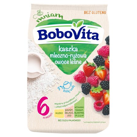 BoboVita Kaszka mleczno-ryżowa owoce leśne po 6 miesiącu 230 g (1)