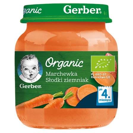 Gerber Organic Marchewka słodki ziemniak dla niemowląt po 4. miesiącu 125 g (1)