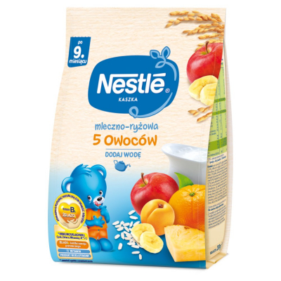 Nestlé Kaszka mleczno-ryżowa 5 owoców dla niemowląt po 9. miesiącu 230 g (1)