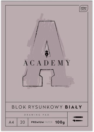 INTERDRUK ACADEMY Blok rysunkowy A4 białe kartki 100g 20 kartek (1)