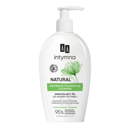 AA Intymna Ochrona&Pielęgnacja NATURAL 95% żel nawilżający do higieny intymnej 300 ml (1)