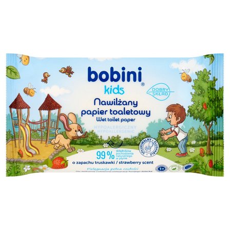 Bobini Kids Nawilżany papier toaletowy o zapachu truskawki 50 sztuk (1)