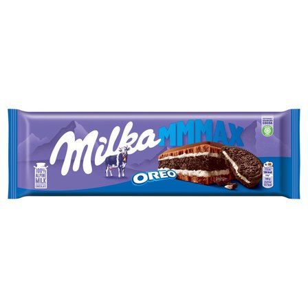 Milka Mmmax Oreo Herbatniki kakaowe i nadzienie mleczne o smaku waniliowym 300 g (1)