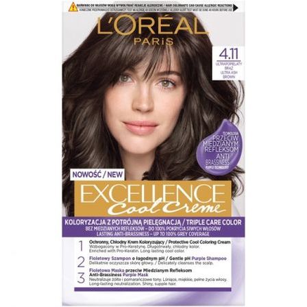 Loreal Excellence Cool Creme Krem koloryzujący 4.11 Ultra Popielaty Brąz (1)