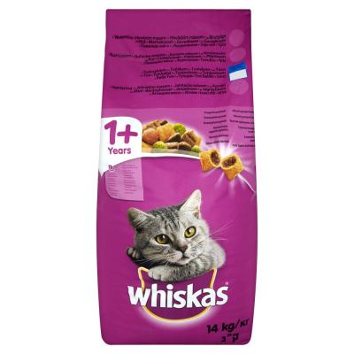 Whiskas z tuńczykiem przepyszne paszteciki Karma pełnoporcjowa 1+ lat 14 kg (1)