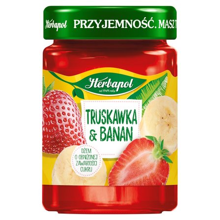 Herbapol Dżem o obniżonej zawartości cukru truskawka & banan 280 g (1)