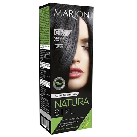 MARION Natura Styl Color farba do włosów 610 Głęboka Czerń 80ml + odżywka 90 ml (1)