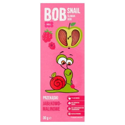 Bob Snail Przekąski owocowe jabłkowo-malinowe 30 g (3 sztuki) (1)