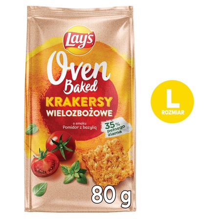 Lay's Oven Baked Krakersy wielozbożowe o smaku pomidor z bazylią 80 g (2)