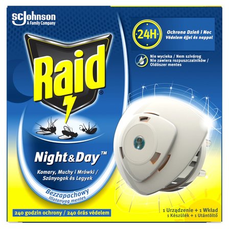 Raid Night & Day Komary muchy i mrówki Elektrofumigator owadobójczy i wkład bezzapachowy 2,25 g (1)