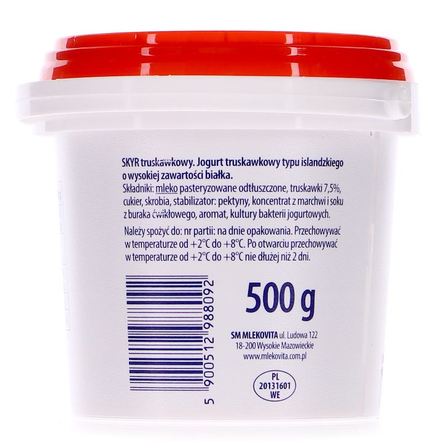 Mlekovita skyr jogurt typu islandzkiego z truskawkami 500g (12)