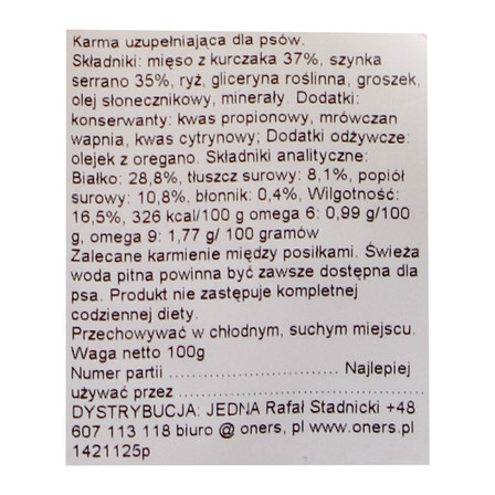 Oners przysmak dla psa kurczak 100g (3)