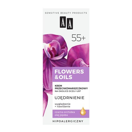 AA Flowers&Oils 55+ Ujędrnienie Krem przeciwzmarszczkowy na okolice oczu i ust 15 ml (1)