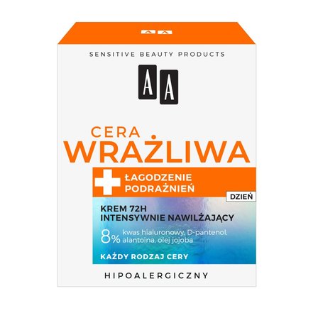 AA Cera Wrażliwa krem intensywnie nawilżający 72H na dzień 50 ml (4)