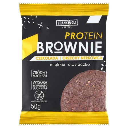 Frank&Oli Protein Brownie Miękkie ciasteczko czekolada orzechy nerkowca 50 g (1)