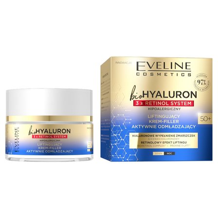 Eveline BioHyaluron 3 x Retinol Liftingujący krem-filler aktywnie odmładzający 50+ (1)