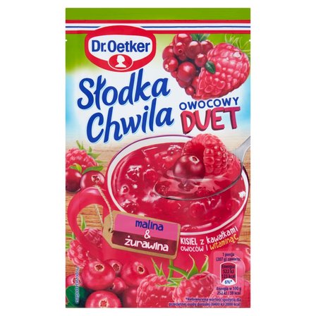 Dr. Oetker Słodka Chwila Owocowy Duet Kisiel z kawałkami owoców malina & żurawina 32 g (1)