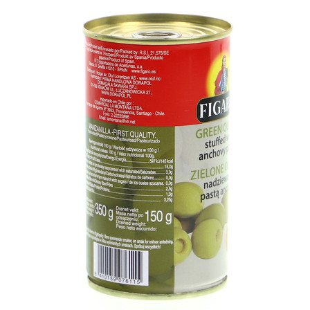 Figaro Zielone oliwki nadziewane pastą anchois 350 g (10)