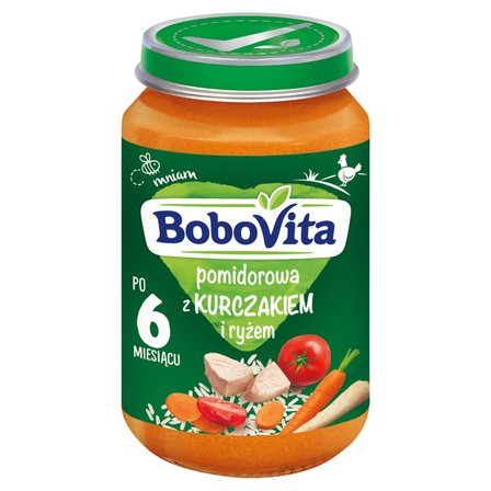 BoboVita Pomidorowa z kurczakiem i ryżem po 6 miesiącu 190 g (1)