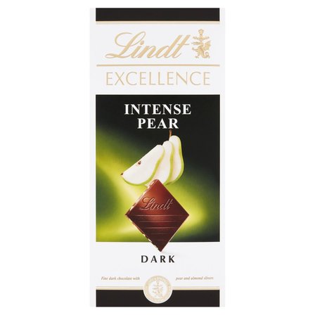 Lindt Excellence Ciemna czekolada z nadzieniem gruszkowym i kawałkami migdałów 100 g (1)