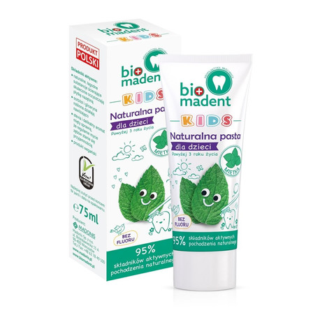 BIO MADENT KIDS Pasta do zębów dla dzieci NATURALNA MIĘTKA, 75 ml (1)