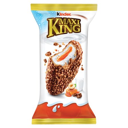 Kinder Maxi King Wafel z mlecznym i karmelowym nadzieniem pokryty czekoladą i orzechami 35 g (1)