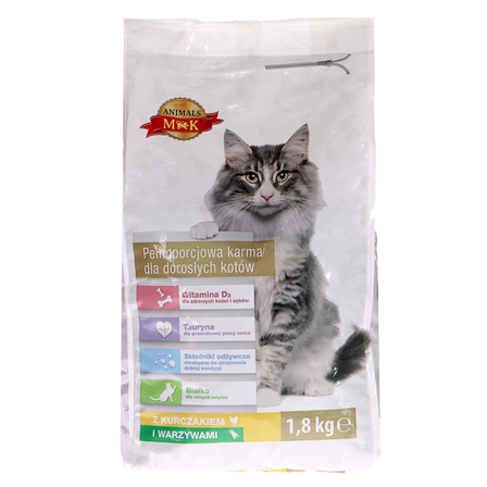 Pełnoporcjowa karma dla dorosłych kotów z wołowiną i warzywami 1,8kg (1)